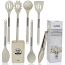 Kit 8 Utensílios de Cozinha de Silicone e Aço Inox Grandes com Balde - Livre de BPA - Original LUMAI