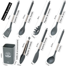 Kit 8 Utensílios de Cozinha de Silicone e Aço Inox Grandes com Balde - Livre de BPA - Original LUMAI