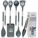 Kit 8 Utensílios de Cozinha de Silicone e Aço Inox Grandes com Balde - Livre de BPA - Original LUMAI