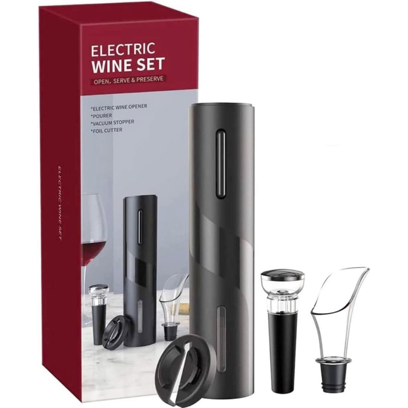 Kit Abridor De Vinho Elétrico Com Acessórios Ideal Para Saca Rolhas Elétrico Decanter Automatico