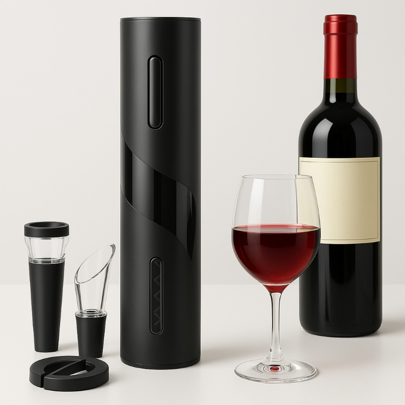Kit Abridor De Vinho Elétrico Com Acessórios Ideal Para Saca Rolhas Elétrico Decanter Automatico