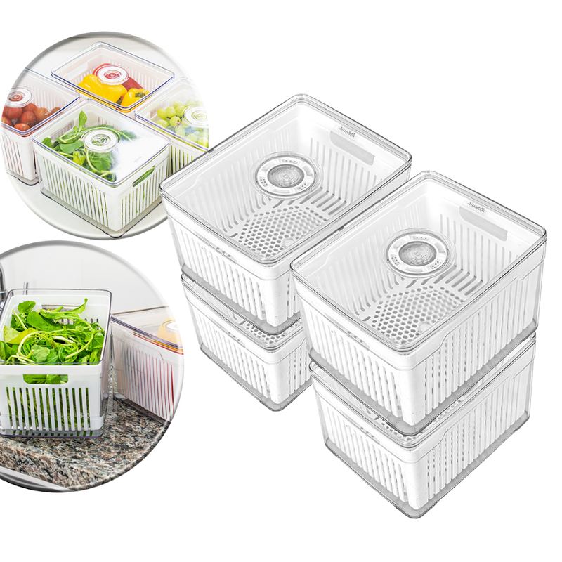 Kit Organizadores de Geladeira e Armário 3,8L – Cestos Acrílico Plástico Transparente para Cozinha, Frutas, Verduras