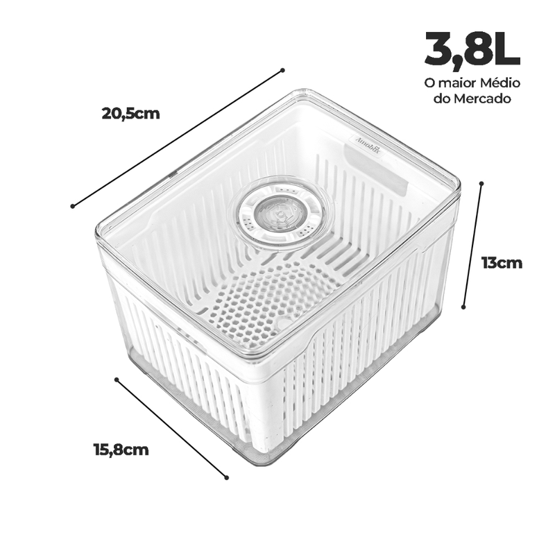 Kit Organizadores de Geladeira e Armário 3,8L – Cestos Acrílico Plástico Transparente para Cozinha, Frutas, Verduras