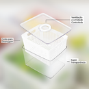 Kit Organizadores de Geladeira e Armário 3,8L – Cestos Acrílico Plástico Transparente para Cozinha, Frutas, Verduras