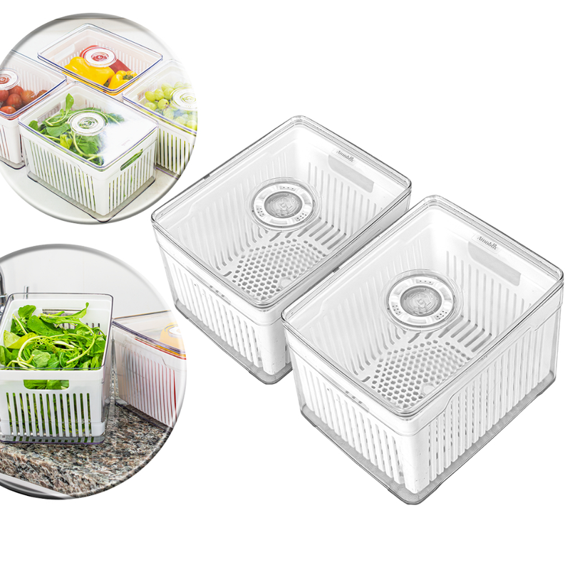 Kit Organizadores de Geladeira e Armário 3,8L – Cestos Acrílico Plástico Transparente para Cozinha, Frutas, Verduras