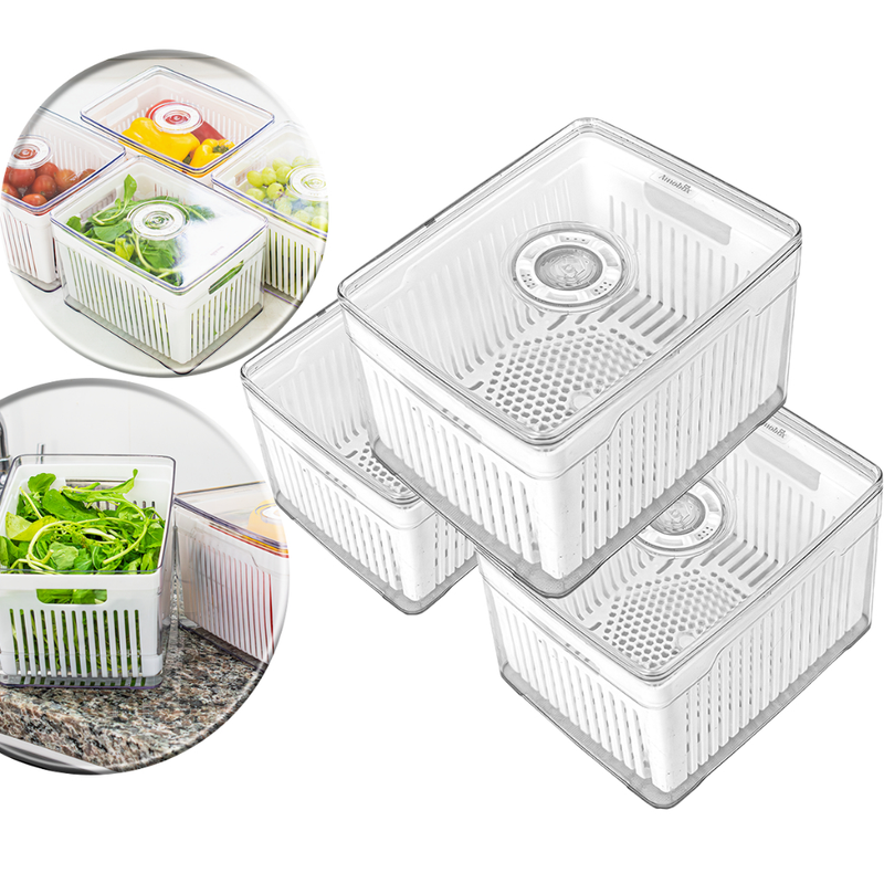 Kit Organizadores de Geladeira e Armário 3,8L – Cestos Acrílico Plástico Transparente para Cozinha, Frutas, Verduras