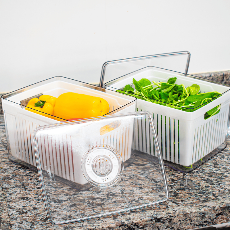 Kit Organizadores de Geladeira e Armário 3,8L – Cestos Acrílico Plástico Transparente para Cozinha, Frutas, Verduras