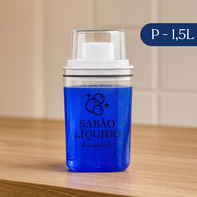 Dispenser Organizador Lavanderia 2,3 litros ou 1,5 Litros Acrílico - Amaciante, Sabão em Pó e Liquido, Tira Manchas