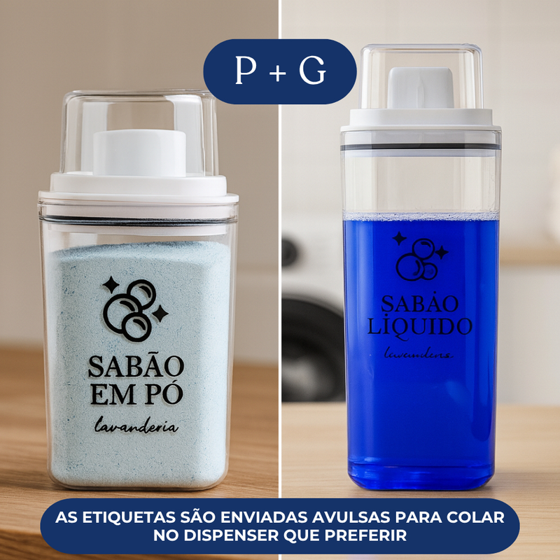 Dispenser Organizador Lavanderia 2,3 litros ou 1,5 Litros Acrílico - Amaciante, Sabão em Pó e Liquido, Tira Manchas