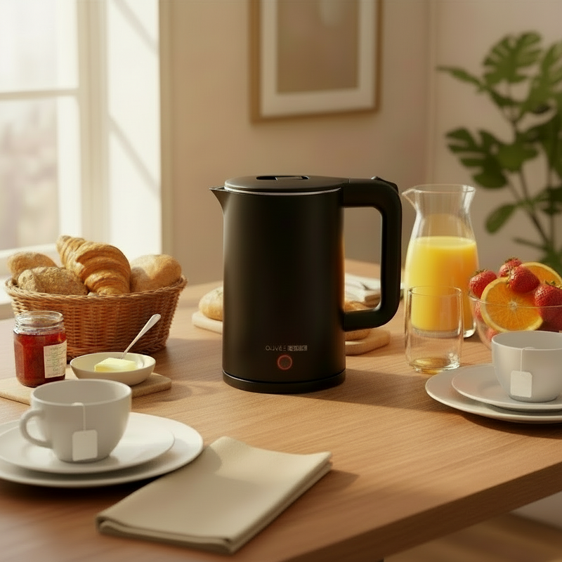 Chaleira Elétrica Térmica Moderno 1.5 L preta e branca 110V/220v OliverHome