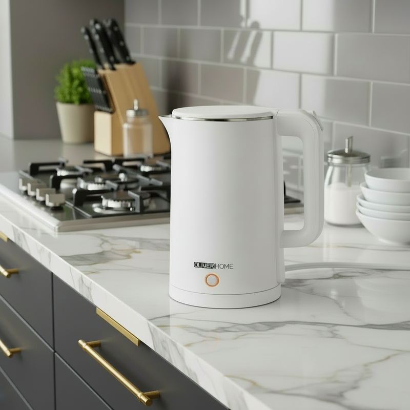 Chaleira Elétrica Térmica OliverHome 1.5L – Água Quente com Segurança e Estilo