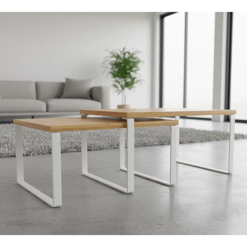 PRATELEIRA ORGANIZADORA BAMBU e FERRO BRANCO Nicho Empilhável Cozinha Despensa Mesa Canto Multiuso Minimalista ELEXA