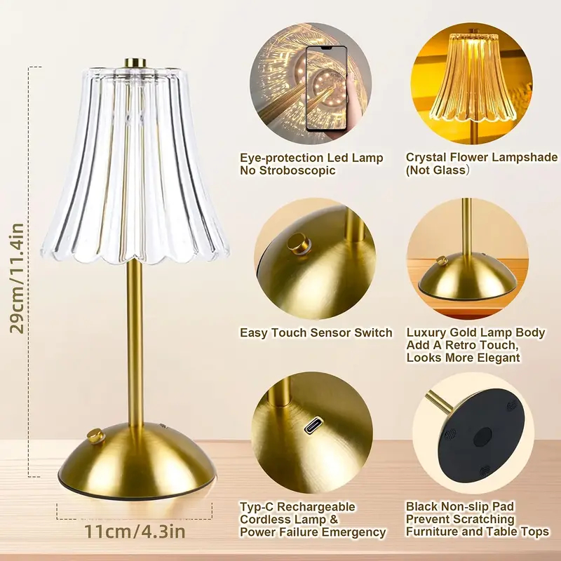 Lâmpada Abajur Mesa Com Barra Led Sensor Toque De Luz Quarto Sem Fio 3 Cores