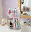 Organizador + Porta cotonete e algodão Prateleira Diamante Acrílico Porta Maquiagem Beleza Multiuso Giratorio