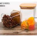 Pote Acrílico Com Tampa Multiuso Quadrado Plástico 800ml 500ml 1000ml Super Vedação Transparente