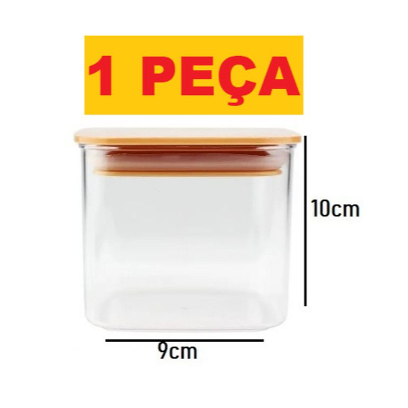 Pote Acrílico Com Tampa Multiuso Quadrado Plástico 800ml 500ml 1000ml Super Vedação Transparente