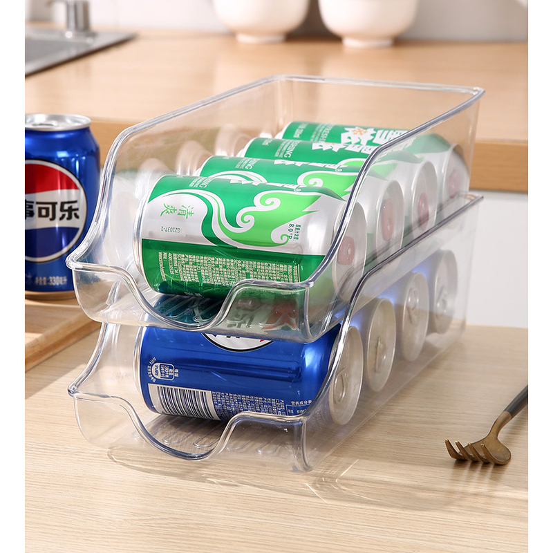 Cozinha Frigorífico Organizador Clear Dispenser Despensa Refrigerante Geladeira Lata Acessórios