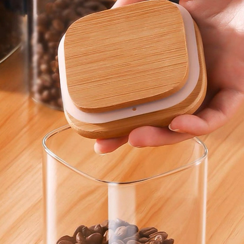 Pote Acrílico Com Tampa Multiuso Quadrado Plástico 800ml 500ml 1000ml Super Vedação Transparente