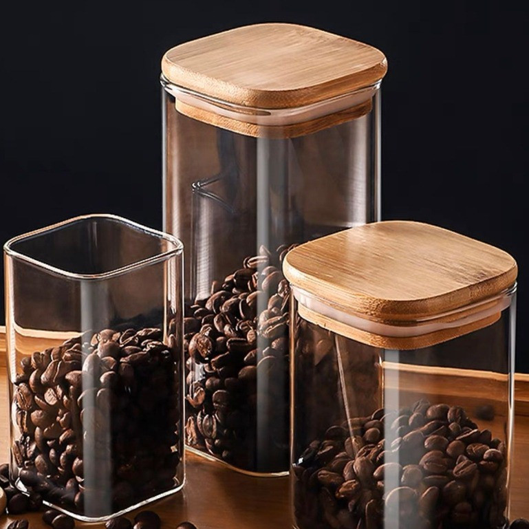 Pote Acrílico Com Tampa Multiuso Quadrado Plástico 800ml 500ml 1000ml Super Vedação Transparente