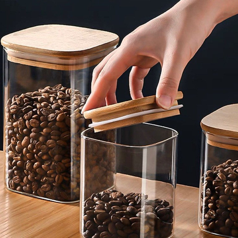 Pote Acrílico Com Tampa Multiuso Quadrado Plástico 800ml 500ml 1000ml Super Vedação Transparente