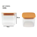 Pote Acrílico Com Tampa Multiuso Quadrado Plástico 800ml 500ml 1000ml Super Vedação Transparente