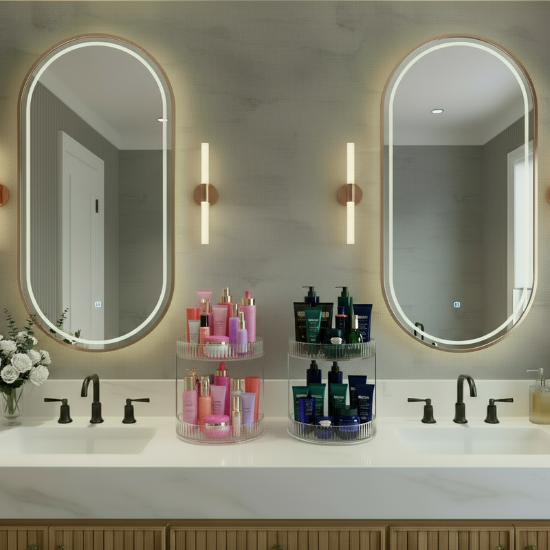 Organizador Prateleira Diamante Acrílico Porta Maquiagem Beleza Multiuso Giratorio