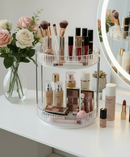 Organizador + Porta cotonete e algodão Prateleira Diamante Acrílico Porta Maquiagem Beleza Multiuso Giratorio