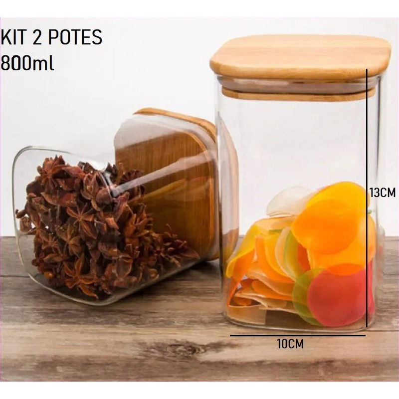 Pote Acrílico Com Tampa Multiuso Quadrado Plástico 800ml 500ml 1000ml Super Vedação Transparente