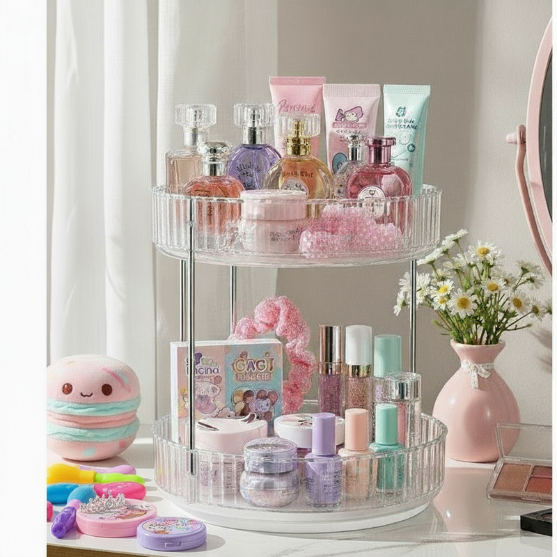 Organizador Prateleira Diamante Acrílico Porta Maquiagem Beleza Multiuso Giratorio