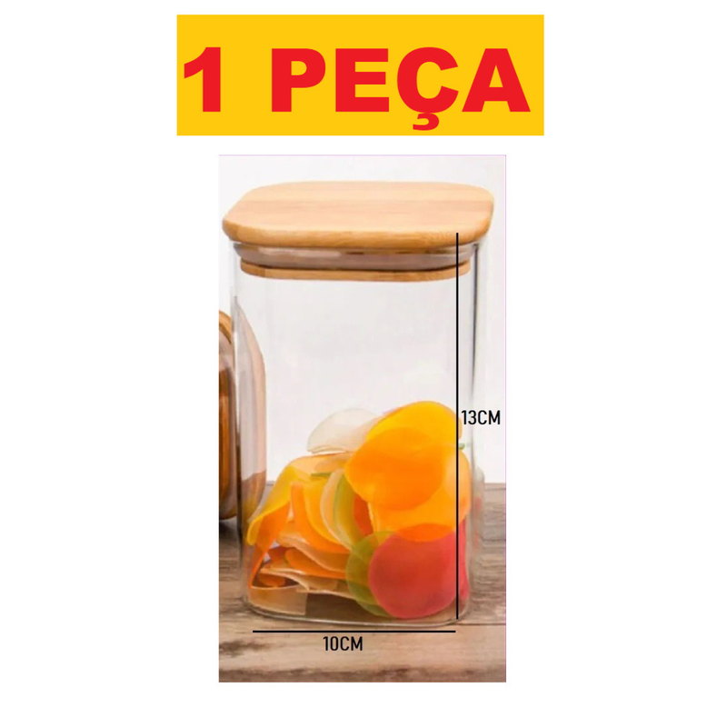 Pote Acrílico Com Tampa Multiuso Quadrado Plástico 800ml 500ml 1000ml Super Vedação Transparente